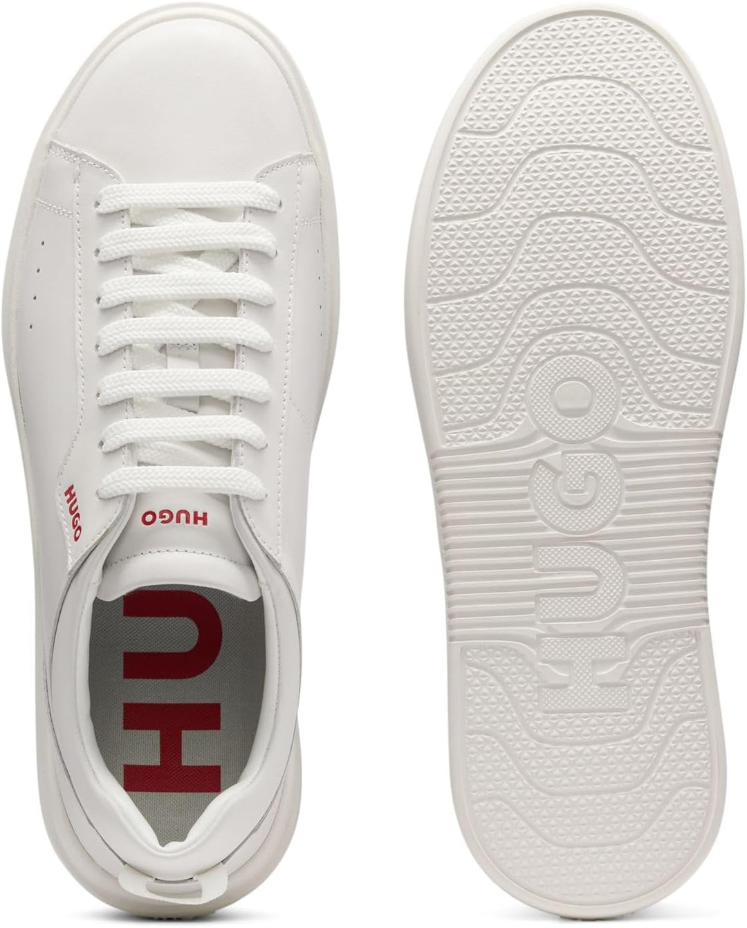 HUGO Herren Blake Tenn Sneakers aus Glattleder mit Cupsohlen Grösse 39 EU Weiss, 39 EU Weiss