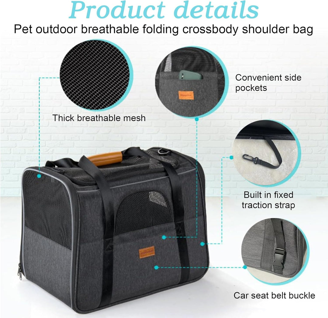 Transporttasche Für Katze Hund, Katzentransportbox Bis 6.8 Kg, Hundetransportbox 45x35x32cm, Hundetr