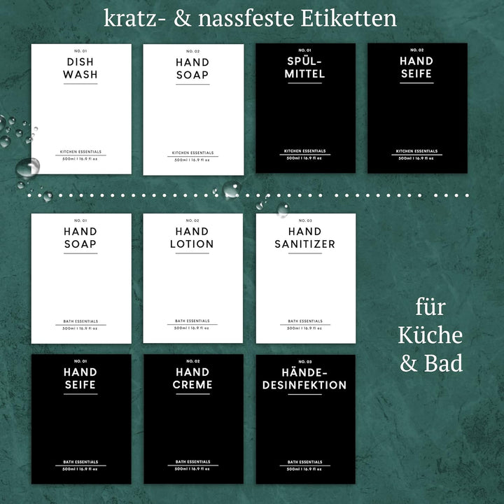 MONOKO 2er Set Seifenspender Schwarz Matt aus Glas mit Tablett | 500ml Spülmittelspender Küche | Fla