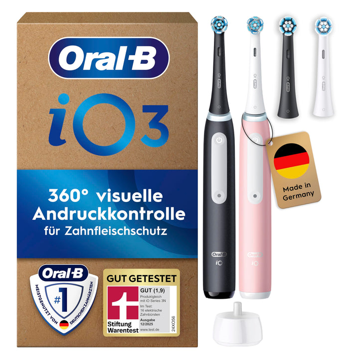 Oral-B iO Series 3 Plus Edition Doppelpack Elektrische Zahnbürste/Electric Toothbrush, PLUS 4 Aufste