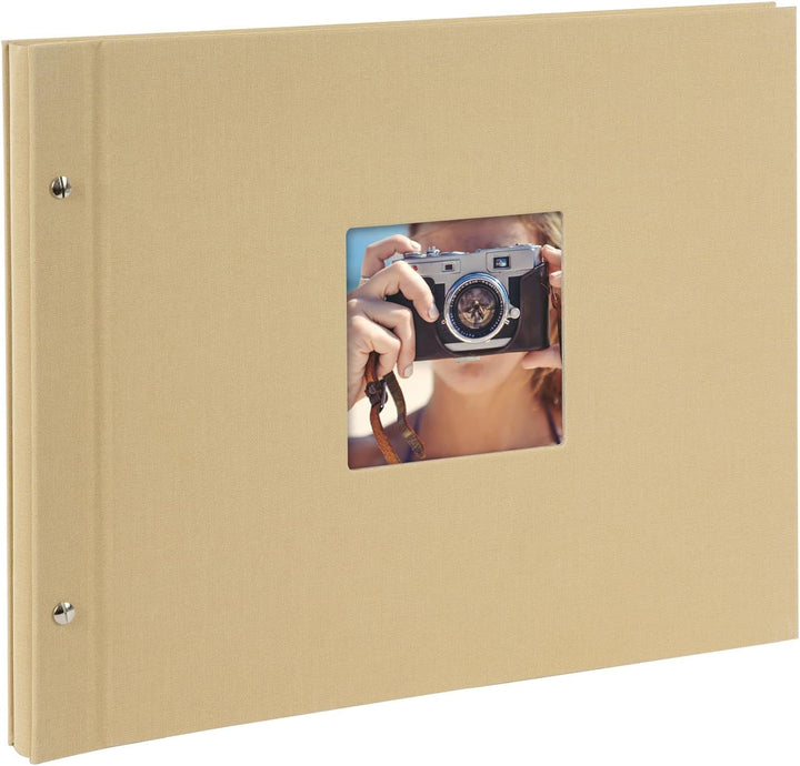 goldbuch 28 606 Schraubalbum Bella Vista Beige, Fotobuch 39 x 31 x 2,5 cm, Foto Album 40 weisse Seit