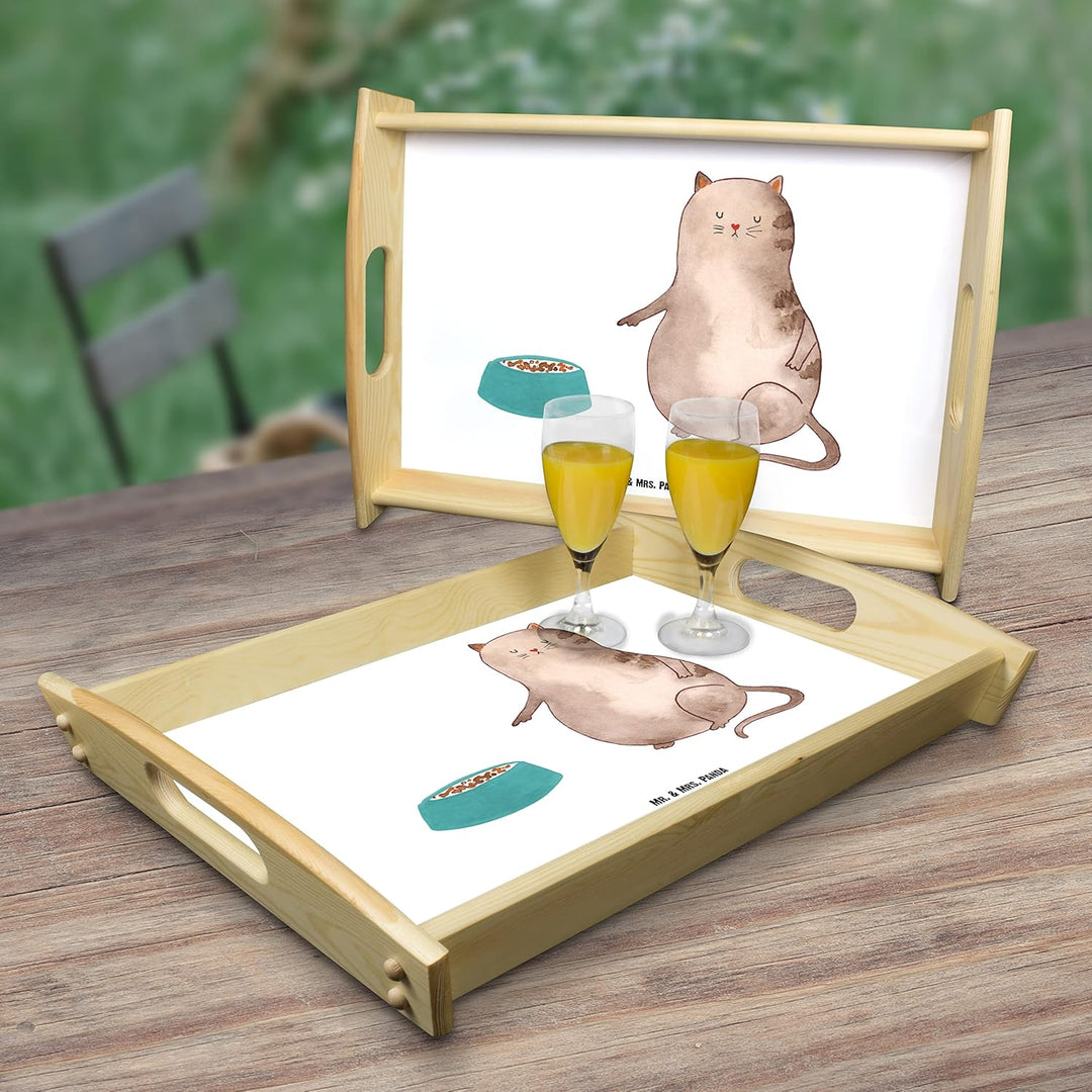 Mr. & Mrs. Panda Servier Tablett Katze Fressen - Geschenk Weiss, Weiss