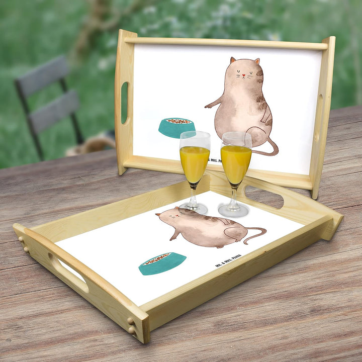 Mr. & Mrs. Panda Servier Tablett Katze Fressen - Geschenk Weiss, Weiss
