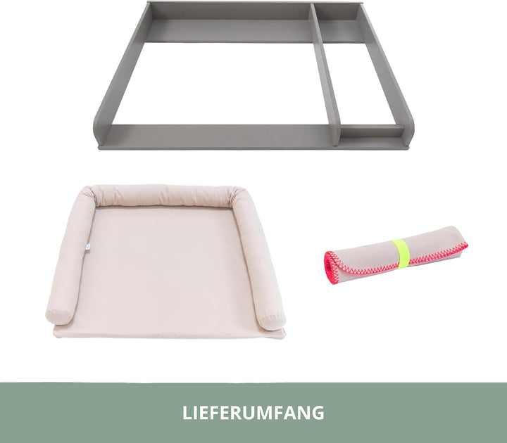 Wickelaufsatz Set für graue IKEA HEMNES 108 cm – mit Wickelaufsatz aus hochwertigem MDF sowie Wickel