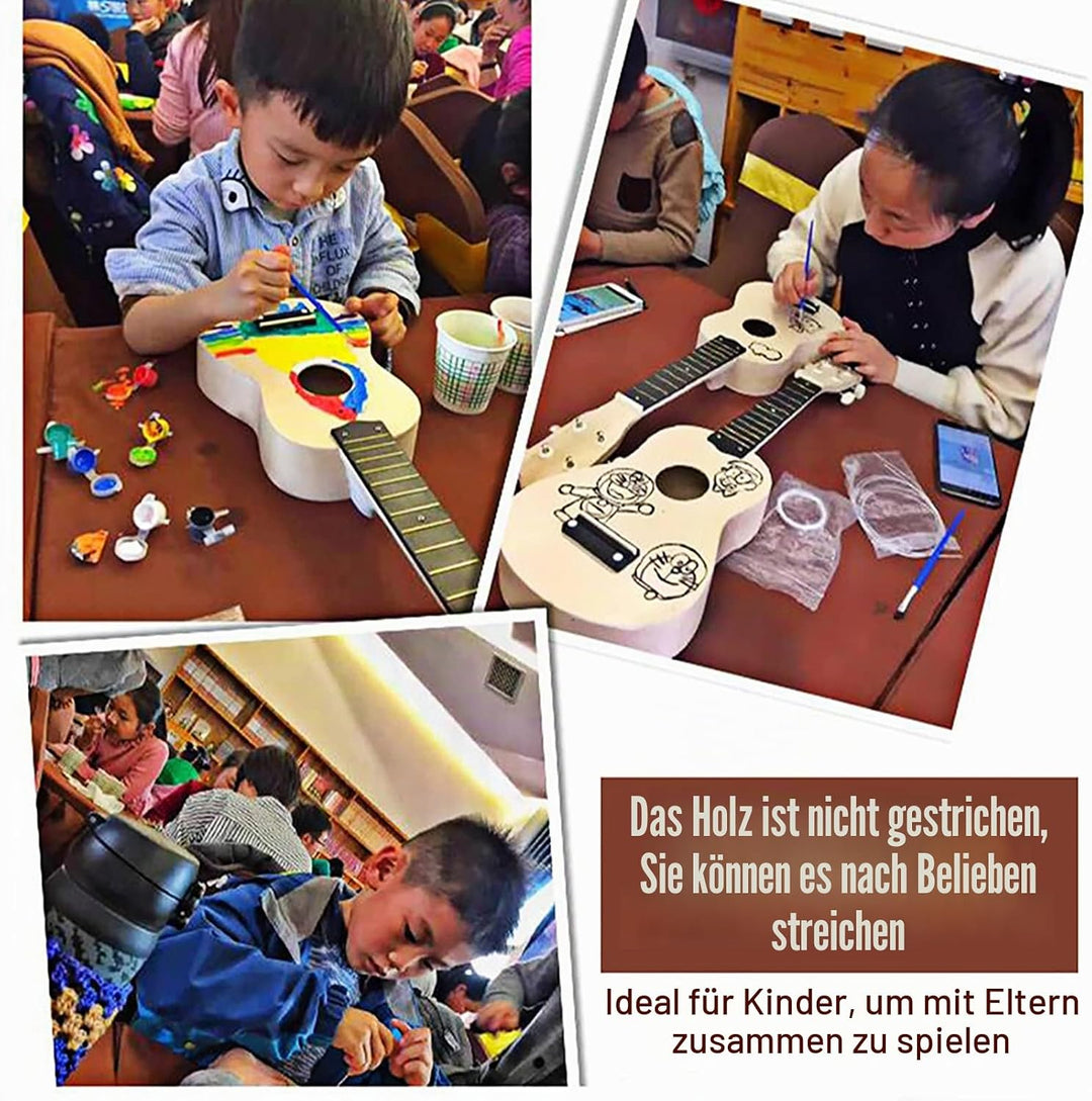 Ukulele zum Basteln mit 4 Saiten aus Lindenholz, 21 Zoll, Ukulele-Set, DIY, Make Your Own Ukulele, H