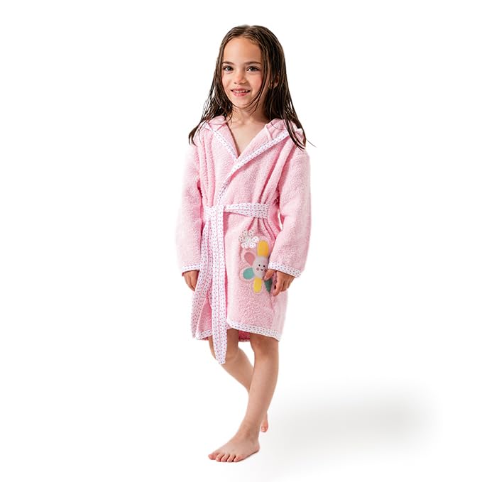 Baby Bademantel mit süssem Giraffenmotiv – Kapuzenbademantel aus 100% Baumwolle – Weich, saugfähig &amp;