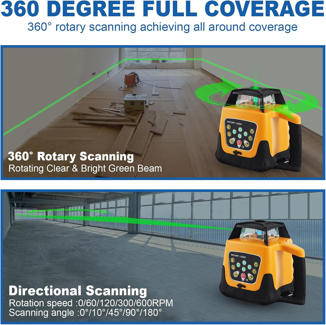 360° Grünstrahl-Rotationslaser 500m IP54 Selbstnivellierend mit Empfänger | 360° Grün Strahl, 500m R