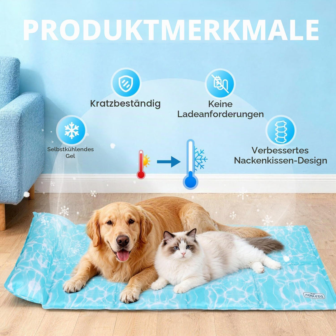 Nobleza Kühlmatte Hund und Katze, Kühlmatte für Hunde und Katzen, Design mit 6cm Zusätzlichem Halski