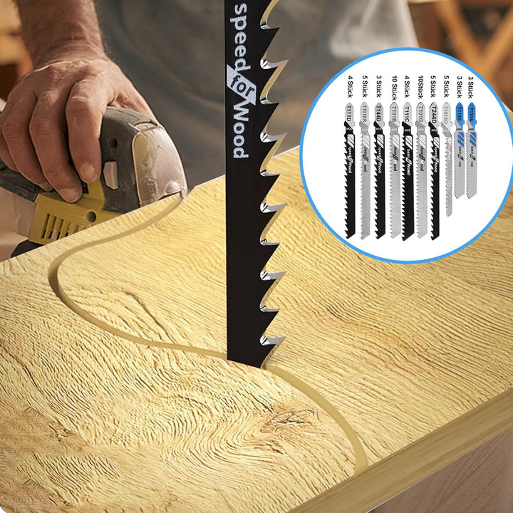 52 Stück Stichsägeblätter Set, Professional Stichsägeblätter Holz, T-Schaft Stichsägeblätter Metall,