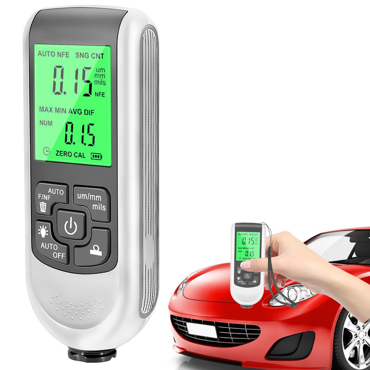 Lackmessgerät Auto, Lackdickenmessgerät für Auto, Digitales Schichtdickenmessgerät mit Hintergrundbe