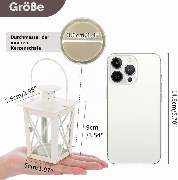 NUPTIO 4 Stück Lanterne en Verre à Terre Suspendue, Lanterne en Verre Portable, Petite Lanterne Rétr