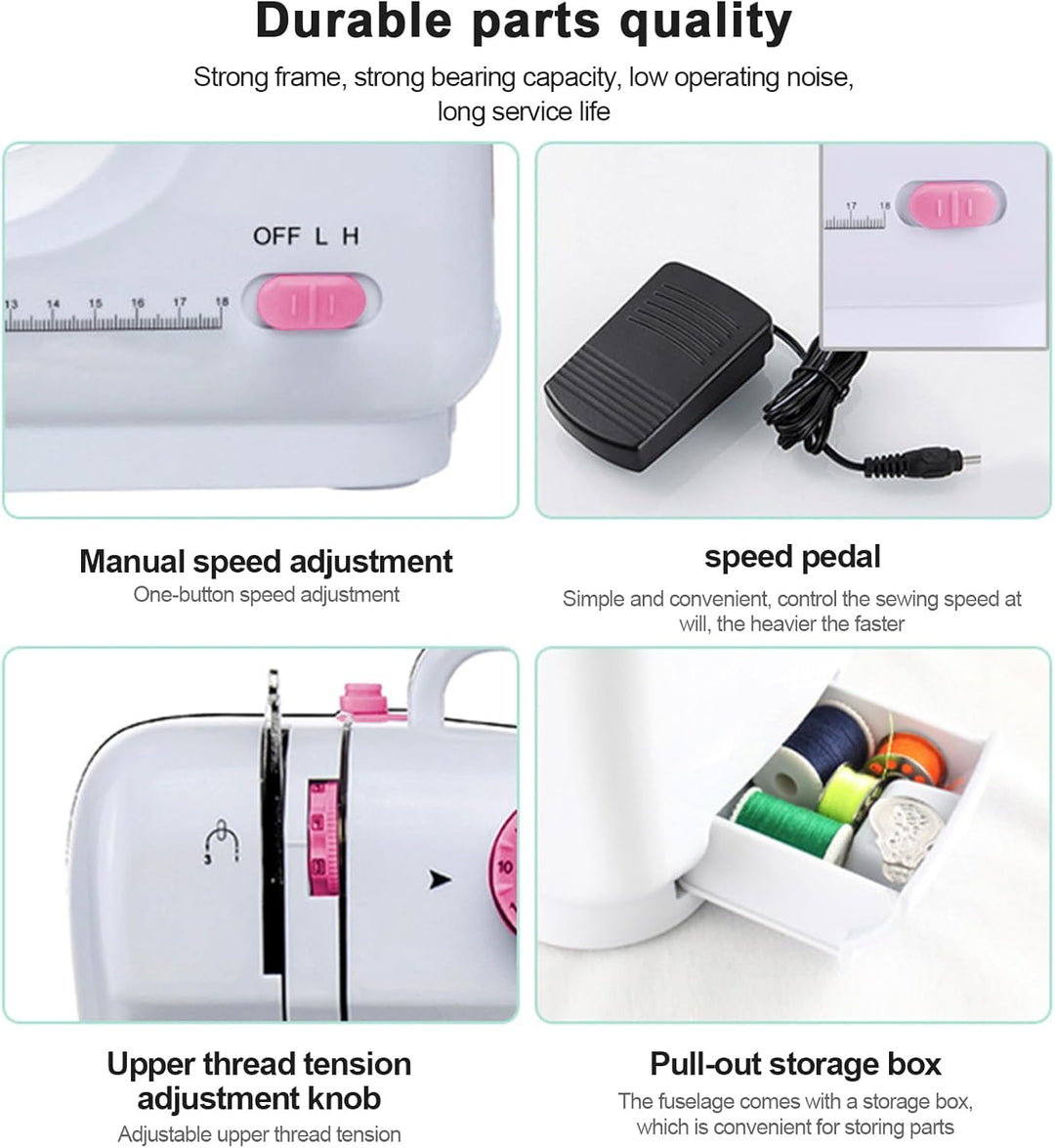 Elektrische Nähmaschine, Nähmaschine für Anfänger mit 12 Nähprogrammen, Haushaltsnähmaschine mit Dop
