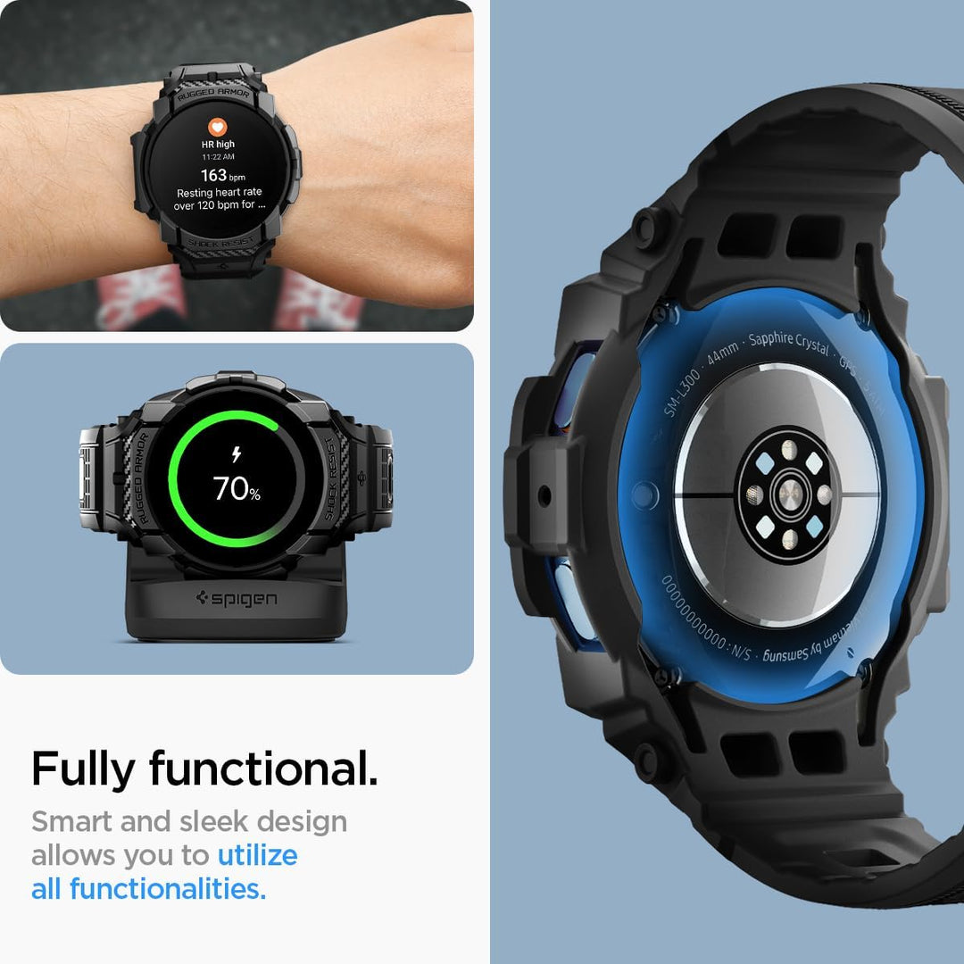 Spigen Rugged Armor Pro Hülle mit Band für Samsung Galaxy Watch 7 44mm | TPU-Unibody-Hülle mit Armba