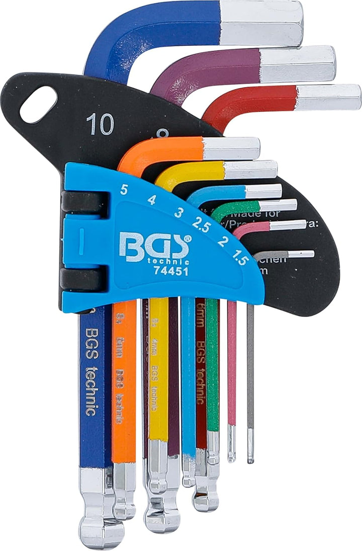 BGS 74451 | Winkelschlüssel-Satz | Multicolour | kurz | Innensechskant, Innensechskant mit Kugelkopf