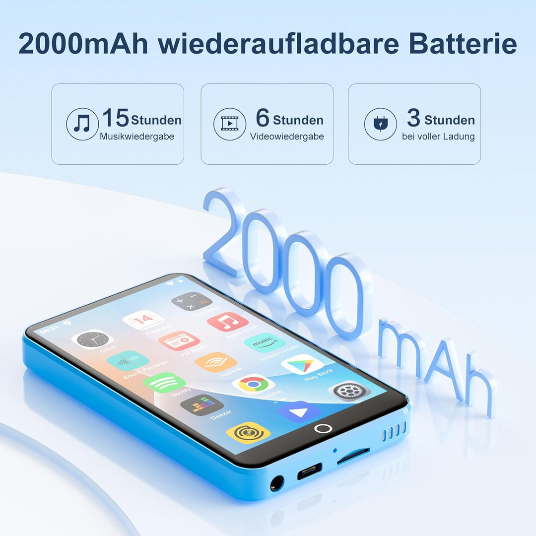 80GB MP3 Player mit Bluetooth und WiFi, Oilsky 4 Zoll 1080P Touchscreen Player, MP3 MP4 Musikplayer,