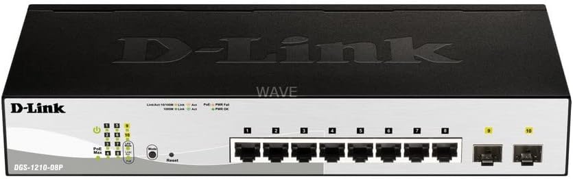 D-Link DGS-1210-08P Gigabit Smart Switch (8-Port, 2x SFP, 20 Gbit/s Schaltleistung) 10 Port|8x1G PoE