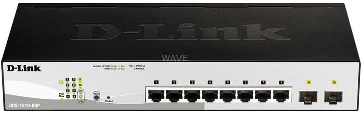 D-Link DGS-1210-08P Gigabit Smart Switch (8-Port, 2x SFP, 20 Gbit/s Schaltleistung) 10 Port|8x1G PoE