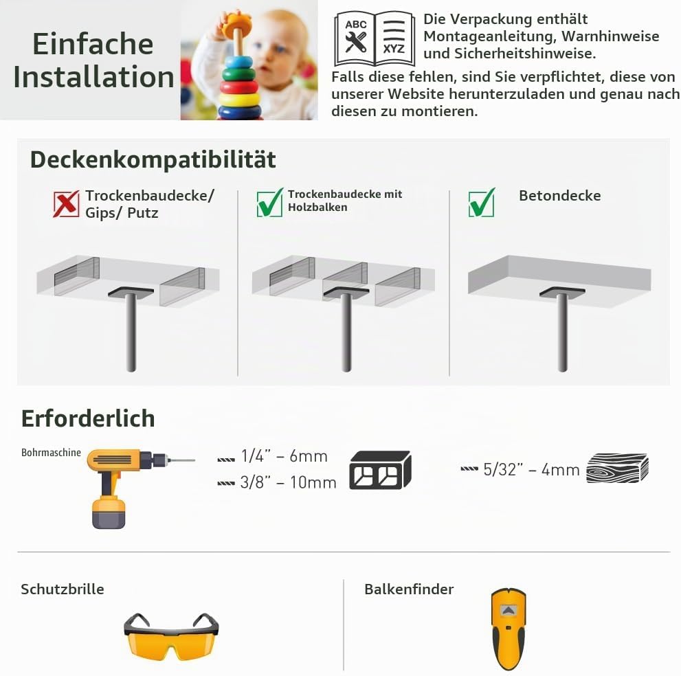 Barkan 97cm Lange Weiss TV Deckenhalterung, 13-65 Zoll Neigbar Fernseher TV Halterung, hält bis 40Kg