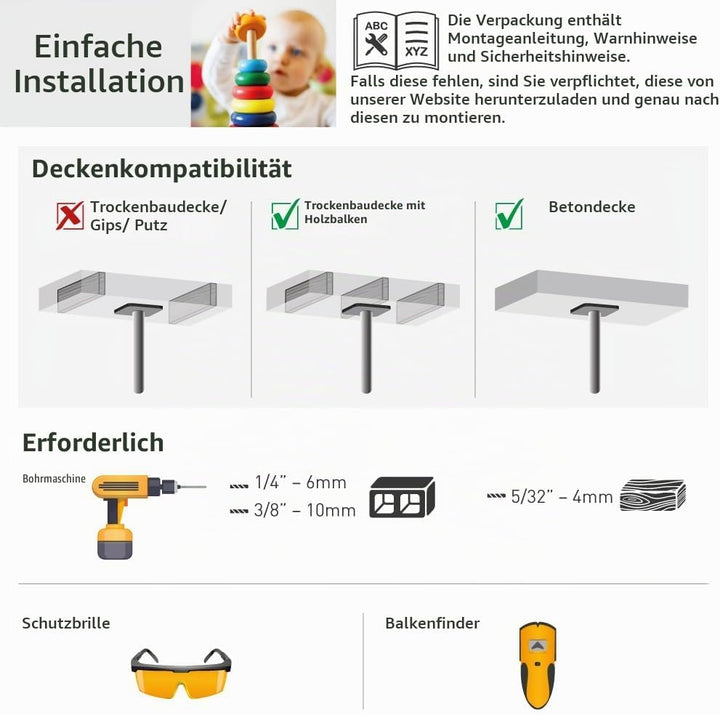 Barkan 97cm Lange Weiss TV Deckenhalterung, 13-65 Zoll Neigbar Fernseher TV Halterung, hält bis 40Kg