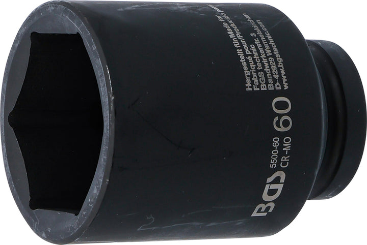 BGS 5500-60 | Kraft-Steckschlüssel-Einsatz Sechskant, tief | 25 mm (1") | SW 60 mm Schlüsselweite: 6