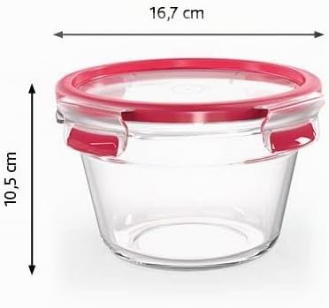 EMSA Clip & Close Glas Frischhaltedose, rund, 0,9 L, 100 Prozent dicht, rutschfestes Stapeln, Glasbe