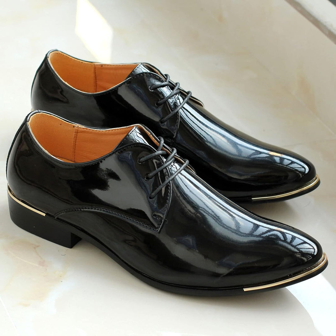zpllsbratos Herren Lederschuhe Lackschuhe Derby Schnürhalbschuhe Oxford Hochzeit Schuhe 38-48 39 EU