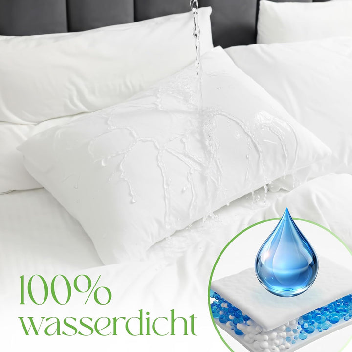 Kissenschoner 40x80 cm Dreilagig mit Reissverschluss, Antiallergen, 100% Bambus, 2er-Pack wasserdich