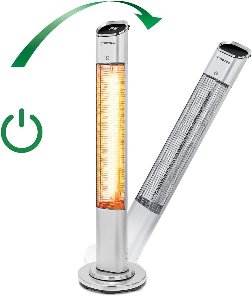 TROTEC Infrarotheizung Standgerät IRS 2050 E – Heizleistung 200 W / 2000 W – Heizstrahler, IP25, ink