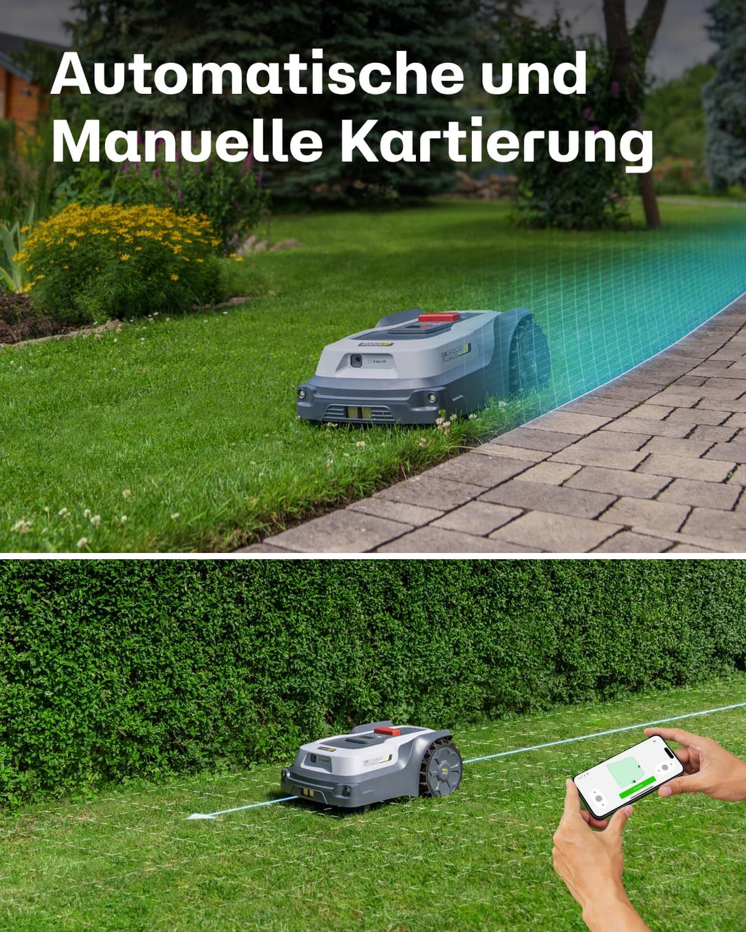 Mähroboter ohne Begrenzungskabel T600, Max. 800㎡, Automatische Kartierung, Kartenerweitern ohne Neum