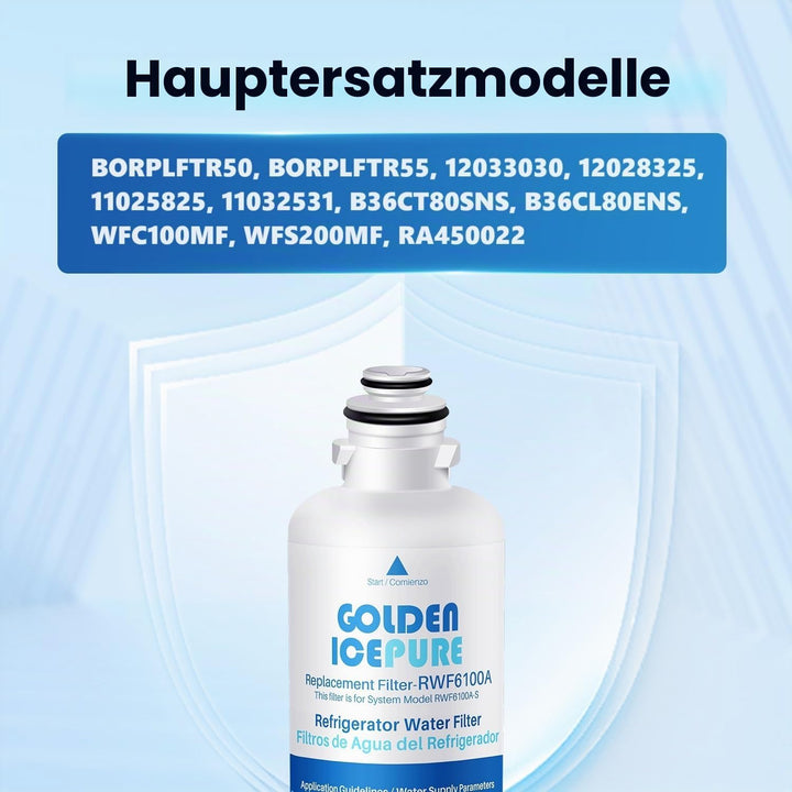 GOLDEN ICEPURE Kühlschrank-Wasserfilter Ersatz für Siemens Bosch Neff Ultra Clarity Pro 11032518 BOR