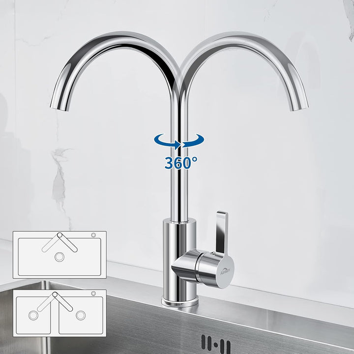 Auralum Niederdruck Armatur Küche für Wasserboiler, Wasserhahn Küche mit 3 Schläuchen für Kaltwasser
