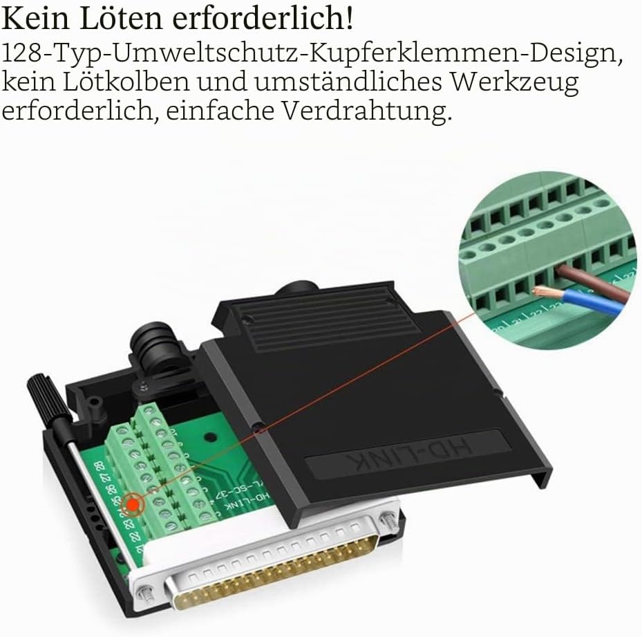 PENGLIN Thinner DB37 Solderless RS232 D-SUB Serial to 37-pin Port Terminal Stecker Adapterverbinder