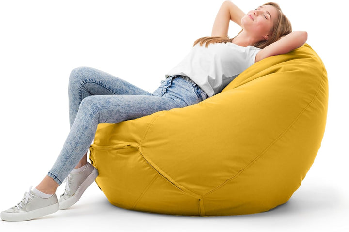Bruni Kinder-Sitzsack Classico S in Gelb – Sitzsack mit Innensack für Kinder, Abnehmbarer Bezug, leb