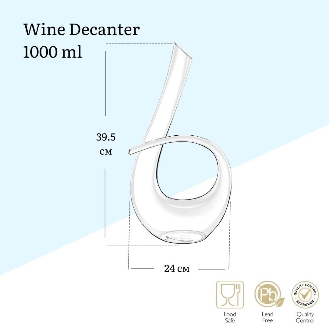 Wilmax Rotwein-Dekanter | 1000 ml | Wein-Karaffe aus Glas | Wein-dekantierer | Weinkaraffe | Dekanti