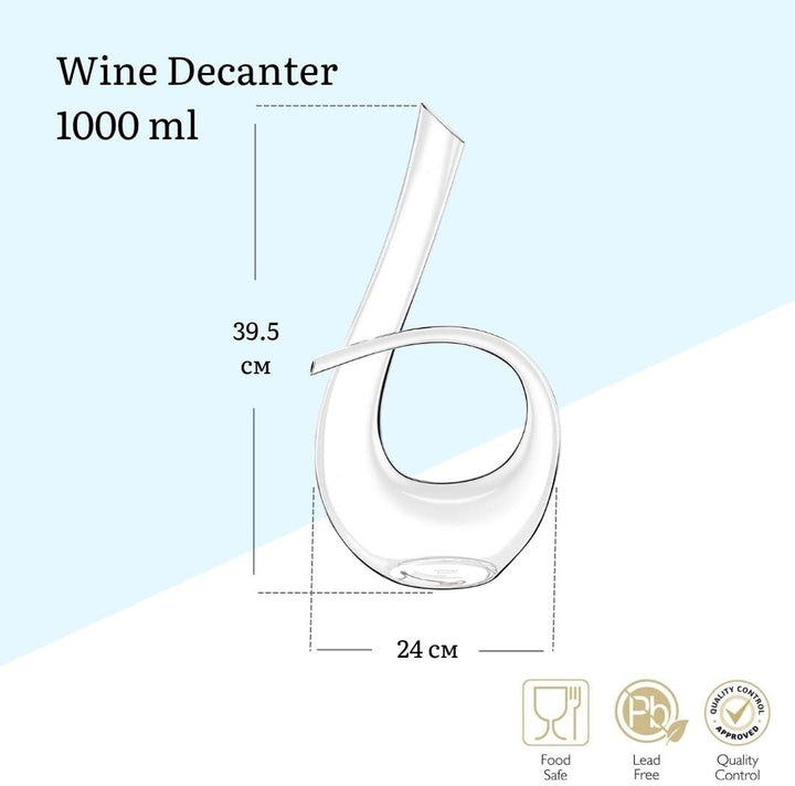 Wilmax Rotwein-Dekanter | 1000 ml | Wein-Karaffe aus Glas | Wein-dekantierer | Weinkaraffe | Dekanti