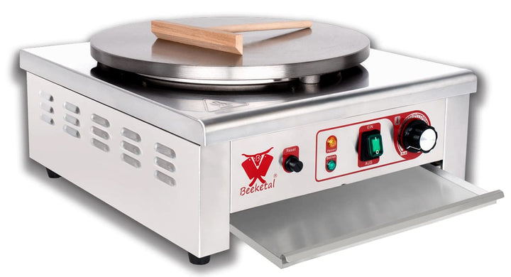 Beeketal 'BC40-1' Gastro Crepes Maker mit Ø 400 mm Gusseisen Crepesplatte, 50-300 °C stufenlos einst