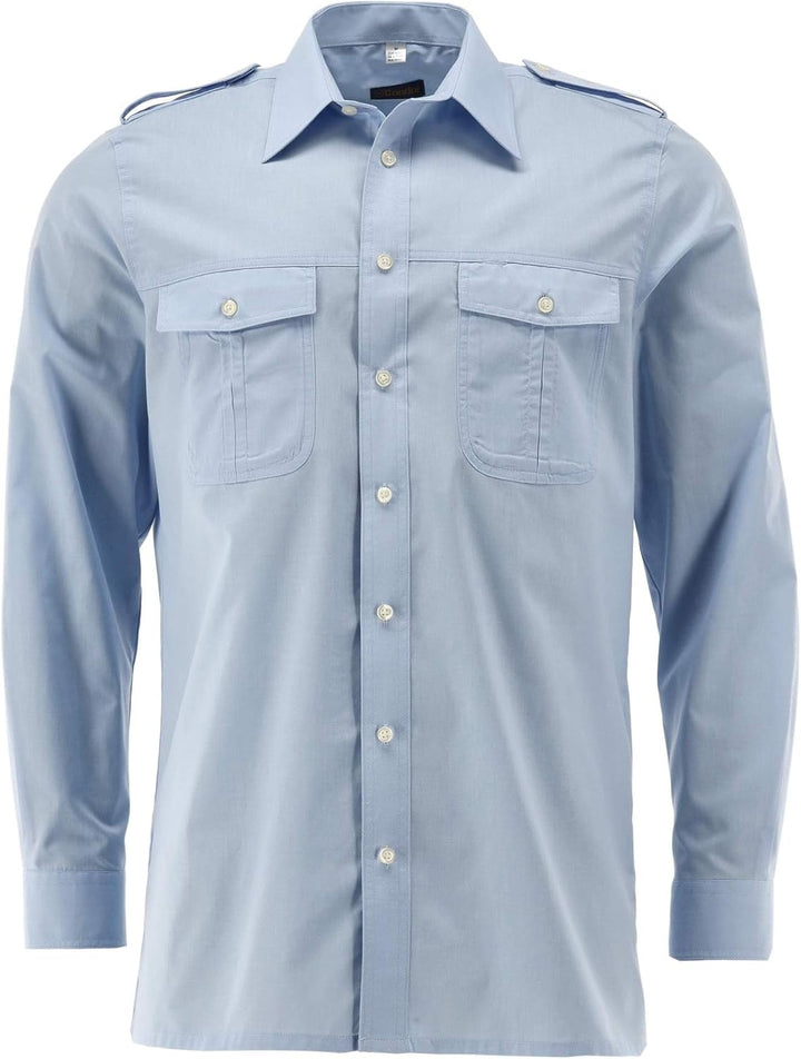 Condor Herren Langarm Pilotenhemd mit abnehmbaren Schulterklappen Koweo 49-50 Hellblau/Bleu, 49-50 H