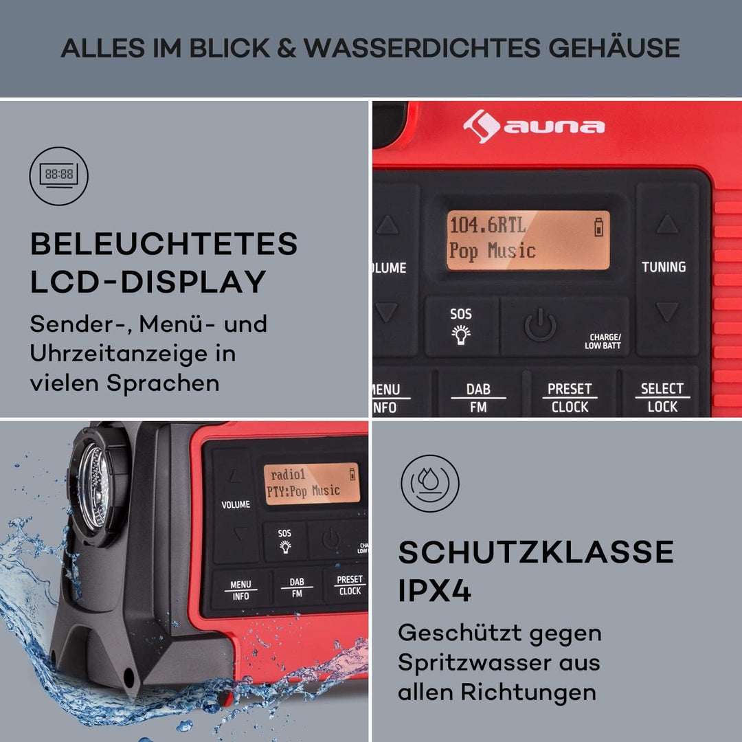 Auna Radio, Aufladbares DAB-Radio, DAB Plus Radio mit Bluetooth, Radio mit Batterie, DAB/DAB+/FM, mi