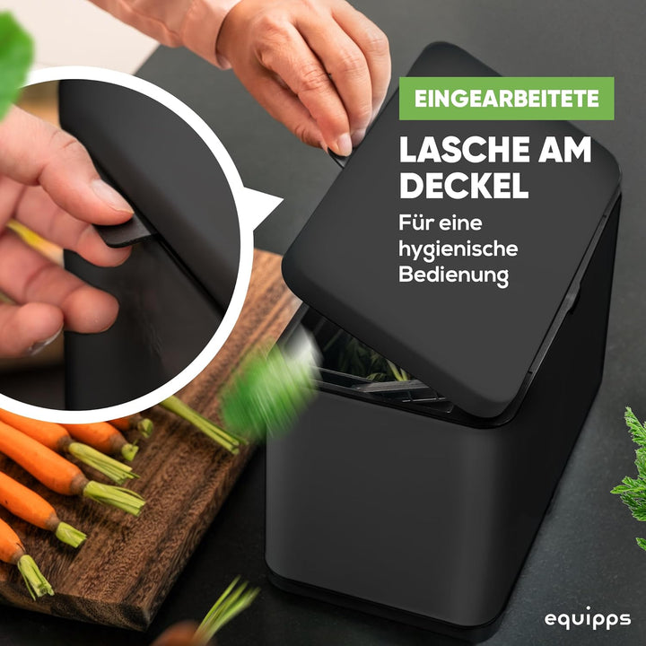 equipps Bio Mülleimer 3L | Komposteimer Küche für Bio Müll & Co | Mülleimer mit Geruchsfilter | Komp