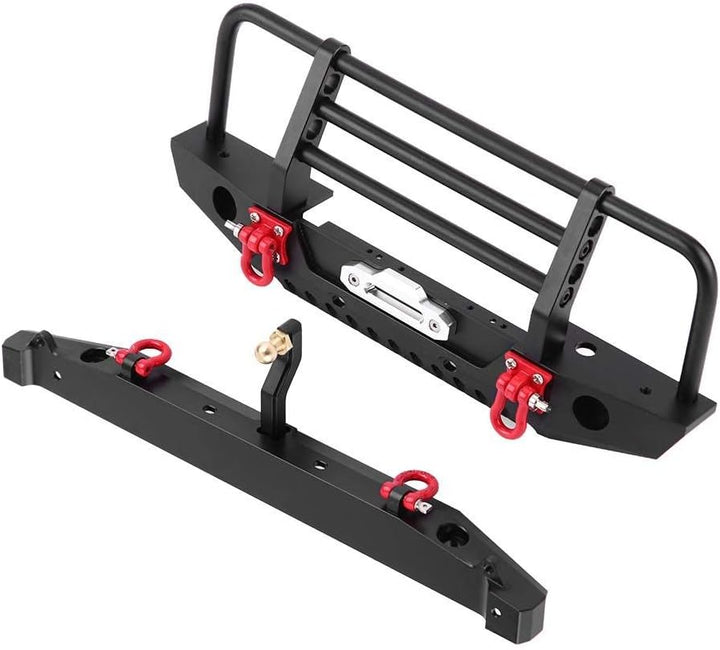 Dilwe RC Auto Stossstange, Metall Front/Heckstossstange mit LED-Leuchten für Traxxas Trx-4 für SCX10