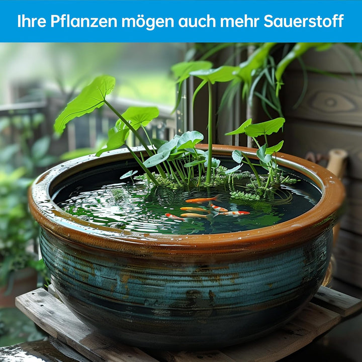 Biling Teichbelüfter Solar mit 2200mAh Akku, 2.5W Solar Sauerstoffpumpe für Teich mit 3m Silikon-Sch