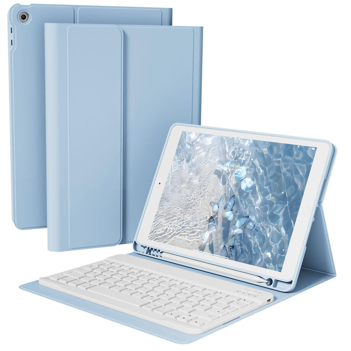 Tastatur Hülle für iPad 9. 8. 7. Generation 2021/2020/2019 10,2 Zoll mit Stifthalter, Magnetisch Blu