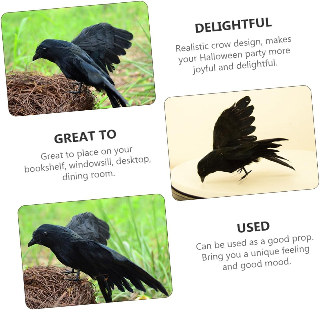 Toddmomy 2 Stück Realistische Deko Grosse Schwarze Vogel Attrappe Halloween Deko für Tisch Garten Pa