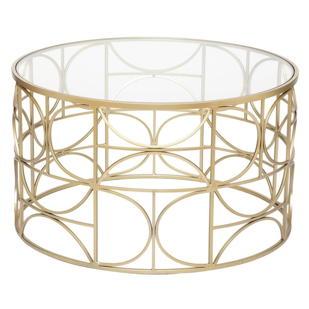 Couchtisch Suite - Platte aus gehärtetem Glas - golden D. 71 cm - Golden - Atmosphera créateur d&