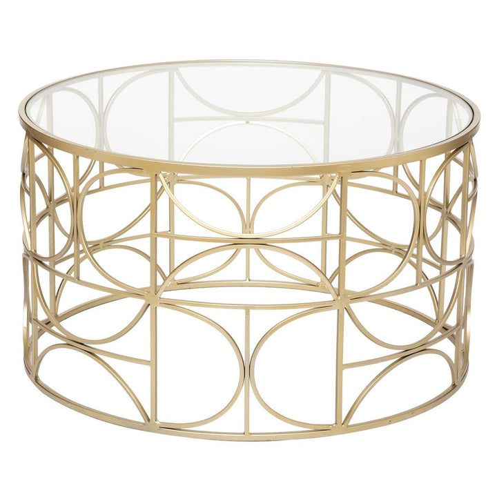 Couchtisch Suite - Platte aus gehärtetem Glas - golden D. 71 cm - Golden - Atmosphera créateur d&