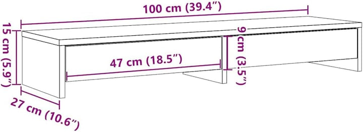vidaXL Monitorständer mit Schubladen Schwarz Eichen-Optik 100x27x15 cm, Monitorerhöhung, Schreibtisc