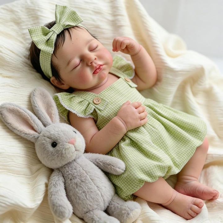 Zero pam Reborn Baby Vollsilikon Lebensecht Mädchen Augen Geschlossen, 50CM Silikon Baby Mädchen, Ec