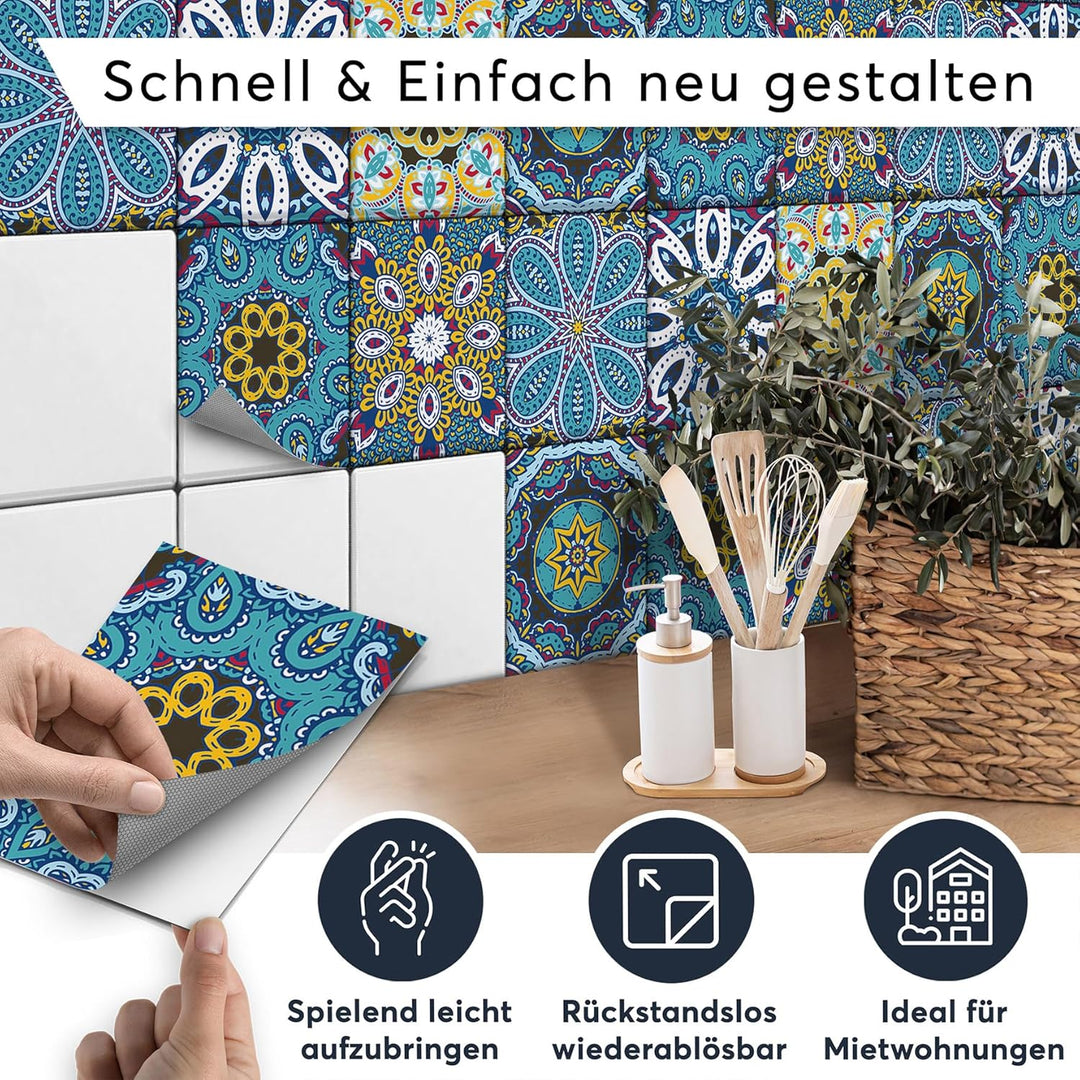 CREATISTO Klebefliesen Stickerfliesen Fliesenfolie - Klebefolie Aufkleber für Wand-Fliesen I Klebefl