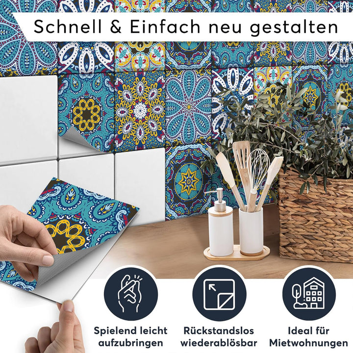 CREATISTO Klebefliesen Stickerfliesen Fliesenfolie - Klebefolie Aufkleber für Wand-Fliesen I Klebefl
