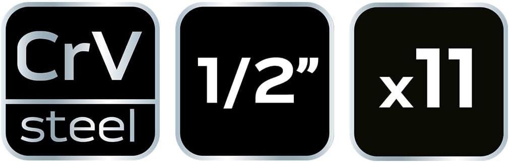 Set Lange Steckschlüsseleinsätze 1/2 – 10/24 mm – 11PZ – Auswirkungen Werkzeug Luft NEO